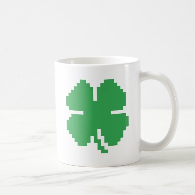 Mug 8 bits Pixel Lucky Four Leaf Clocher (Droite)