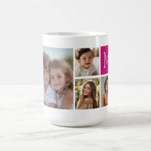 Mug 8 Collage Photo Monogramme personnalisé Berry