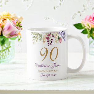 Mug 90e anniversaire Floral Bouquet Gold Accents