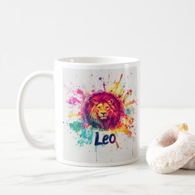 Mug "90s Throwback Leo : Splatter Paint Mug" (Avec donut)