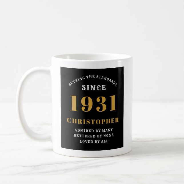 Mug 90th Birthday Standards 1931 Ajouter Votre Nom Noi (Gauche)