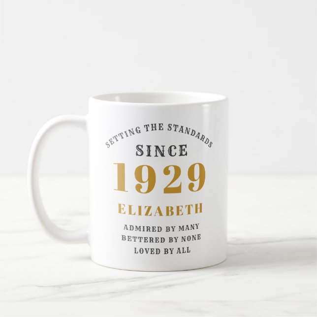 Mug 90th Birthday Standards Born 1929 Ajouter Votre No (Gauche)