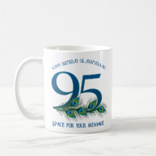 Mug 95e Anniversaire Plume de Paon Personnalisable