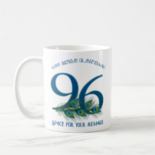 Mug 96e Anniversaire Plume de Paon Personnalisable