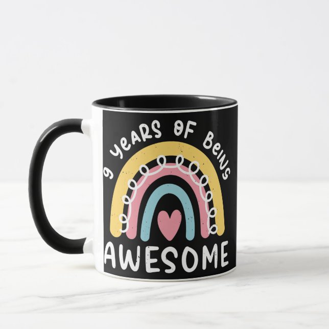 Mug 9 Ans Fille Anniversaire 9e Être Awesome mignon (Gauche)