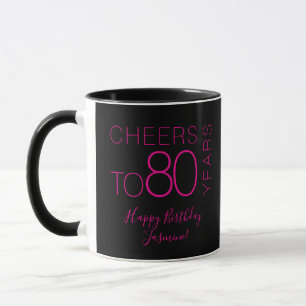 Mug À 80 ans, élégant anniversaire Black Pink