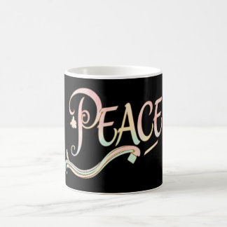 Mug A beautiful, flowing script of the word "Peace" fe