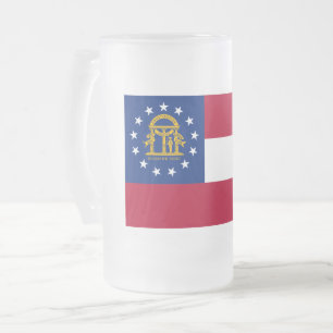 Mug à bière en verre givré Drapeau de Géorgie