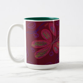 Mug à café à deux tons avec fleurs de couleur vive