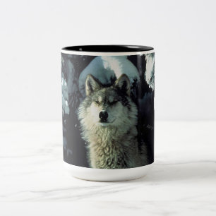 Mug à café à deux tons de loup d'hiver