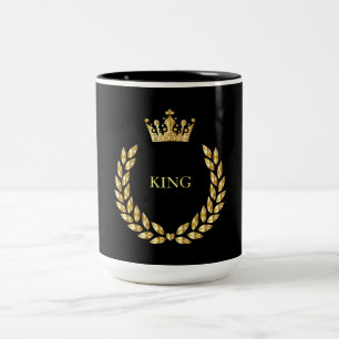 Mug à café à deux tons King Black et Gold et Crown
