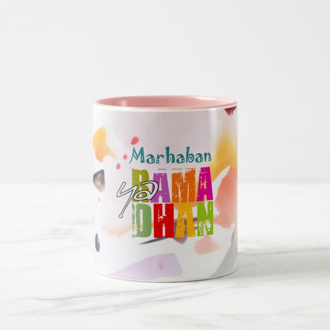 Mug à café à deux tons Marhaban ya Ramadhan (Centre)
