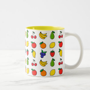 Mug à café à deux tons Motif à fruits mélang