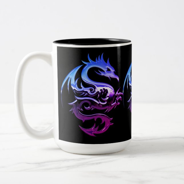 Mug à café à deux tons violet en dragon métallique (Gauche)