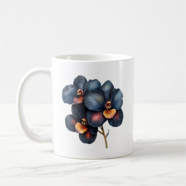 Mug à café à orchidée noire classique (Gauche)