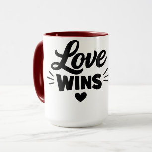 Mug à café avec citation romantique « L'amour gagn