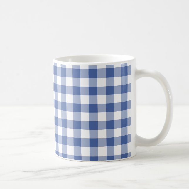 Mug à café élégant, bleu foncéCheck En vichy (Droite)