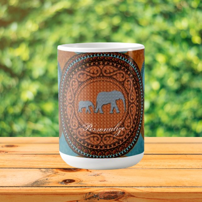 Mug à café Eléphants décoré (Decorated Elephants Coffee Mug)
