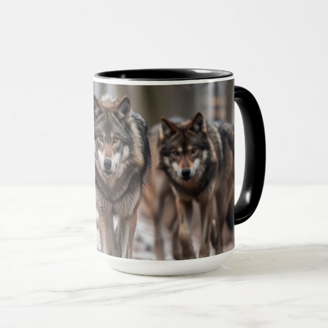Mug à café en deux tons pour loups de Yellowstone (Devant droit)