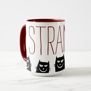 Mug à café "ÉTRANGE" 5 CHATS NOIRS