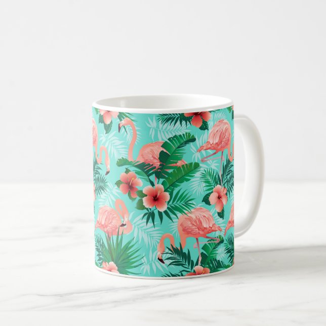 Mug à café Flamant rose tropical (Devant droit)