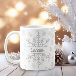 Mug à café flocons de neige en or et argent person