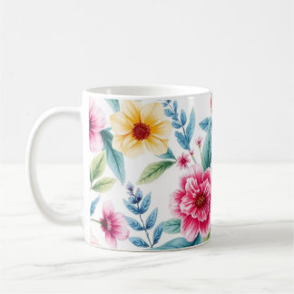Mug à café floral - Fleurs d'aquarelle