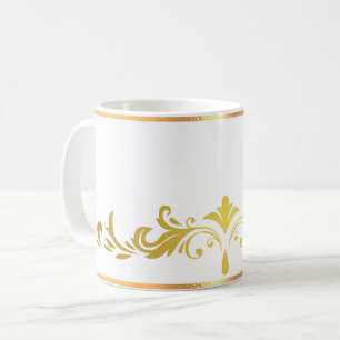 Mug à café floral moulé en or antique