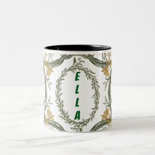 Mug à café floral personnalisable en deux tons