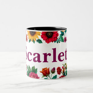 Mug à café floral personnalisable en deux tons