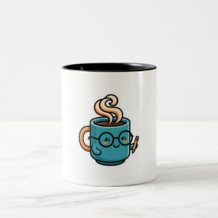 Mug à café Kawaii mignon portant des lunettes de l
