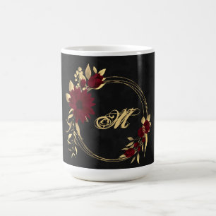 Mug à café noir chic bordeaux et or