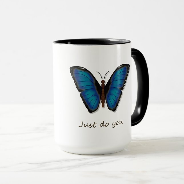 Mug à café Papillon Bleu (Devant droit)