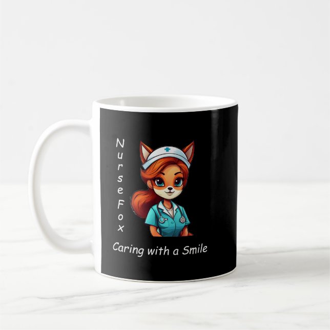 Mug à café personnalisé Infirmière Fox - Nom perso (Gauche)