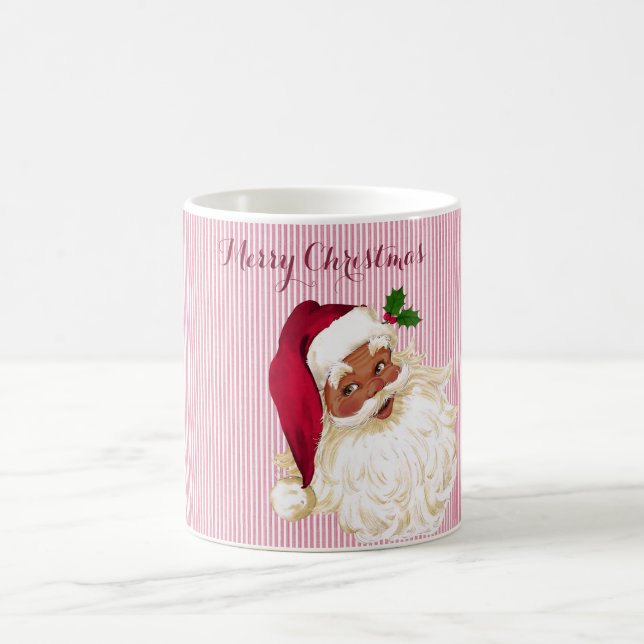Mug à café rayé canneberge Père Noël noir (Centre)
