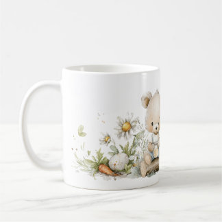 Mug A cute bear in a flower meadow with a jar of honey