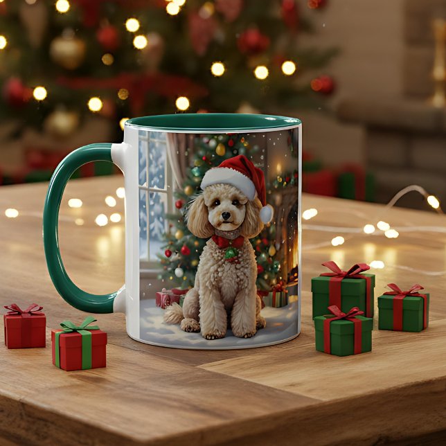Mug A Cute Festive Poodle Personalized Christmas  (Créateur téléchargé)