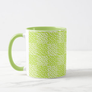 Mug à damiers Amour en Lime Vert et Blanc