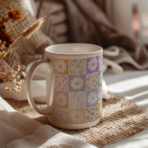Mug À damiers Fleur rétro