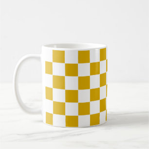 Mug à damiers moutarde jaune et blanc
