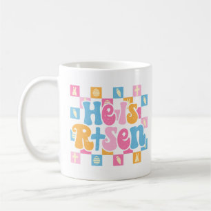 Mug à damiers Pâques chrétiennes Il est ressuscité