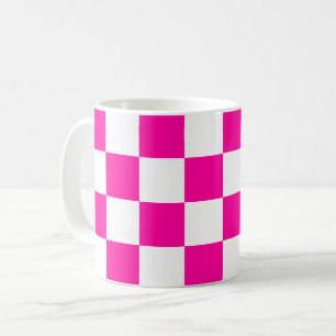 Mug à damiers rose et blanc
