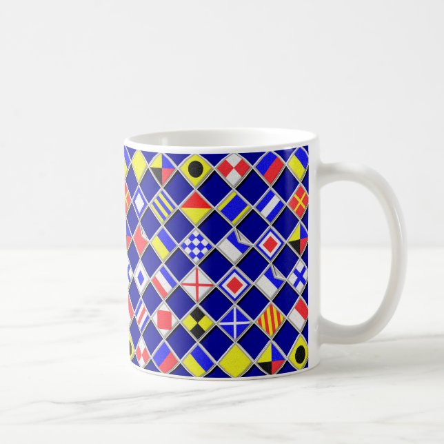 Mug à damiers Signal Nautique Drapeaux Décor (Droite)