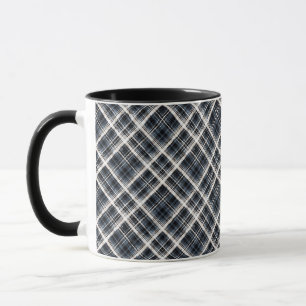 Mug à damiers tartan plaid classique noir blanc textur