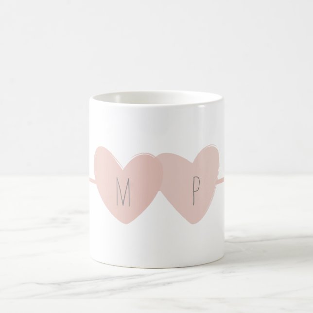 Mug à deux coeurs (blanc) (Centre)