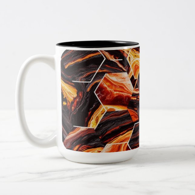 Mug à deux tonalités Abstrait d'Hexagon (15 oz) (Gauche)