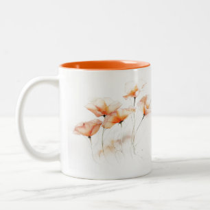 Mug à deux tons de fleurs orange