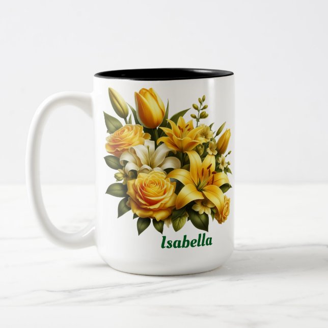 Mug à deux tons fleuris, 15 oz (Gauche)