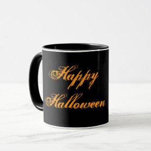 Mug à écriture manuscrite Joyeux Halloween (Noir e