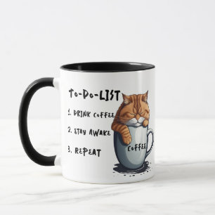 Mug À Faire Liste Humour, Lazy Sleepy Humour de chat c